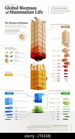 Biomasse des Säugetierlebens auf der Erde, Illustration Stockfoto