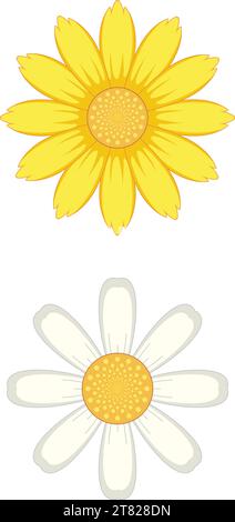 Eine minimalistische Vektor-Cartoon-Illustration einer Gänseblümchenblume Stock Vektor