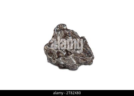 Nickel-Eisen-Meteoritenfragment. Isoliert über weißem Hintergrund Stockfoto