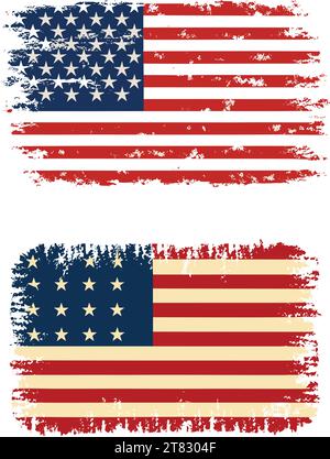 Satz der kreativen amerikanischen Flaggenvektorillustration Stock Vektor