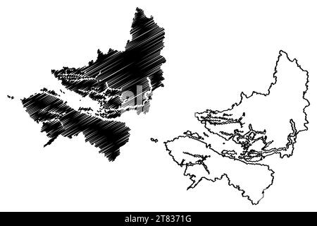 Regionaler Bezirk von Mount Waddington (Kanada, British Columbia oder BC Province, Nordamerika) Kartenvektordarstellung, Scribble-Sketch-RDMW-Karte Stock Vektor