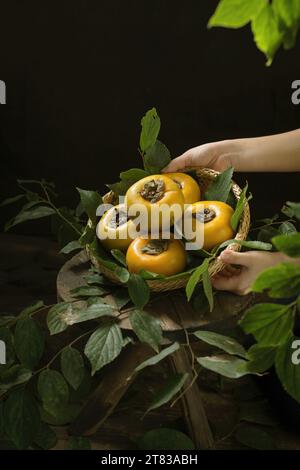 Japanische Persimmonsorten, Vietnam frischer Pfirsich Hi res Foto Stockfoto