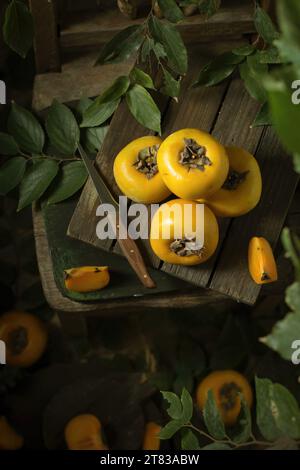 Japanische Persimmonsorten, Vietnam frischer Pfirsich Hi res Foto Stockfoto