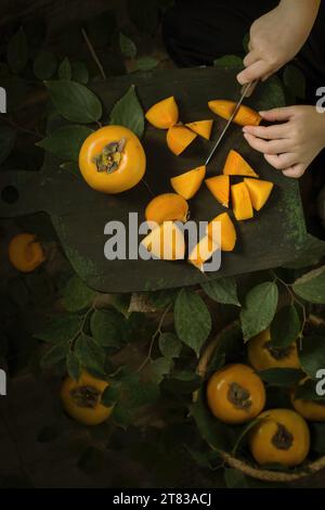Japanische Persimmonsorten, Vietnam frischer Pfirsich Hi res Foto Stockfoto