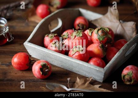Japanische Persimmonsorten, Vietnam frischer Pfirsich Hi res Foto Stockfoto