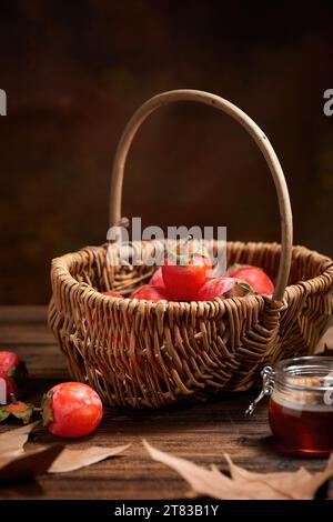 Japanische Persimmonsorten, Vietnam frischer Pfirsich Hi res Foto Stockfoto