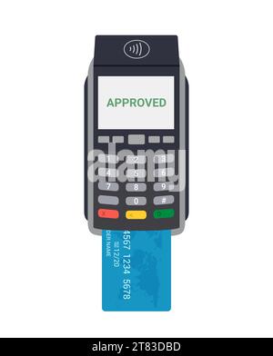 POS-NFC-Zahlungskartenleser. NFC-Terminalkarte Vektor-Zahlungstransfer Stock Vektor