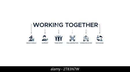 Zusammenarbeit Banner Web-Symbol-Vektor-Illustration Konzept für Teammanagement mit einem Symbol für Zusammenarbeit Ziele erreichen Teamgeist Unterstützung Stock Vektor
