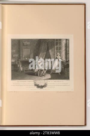 Heinrich Guttenberg (Gravierer) die letzten Worte von J.J. Rousseau. Ätzung, Kupferstich späte 18. Jahrhundert Stockfoto