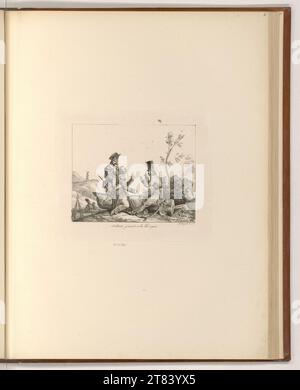 Charles Philibert du Saillant Comte de Lasteyrie (Lithograph in) Soldaten spielen Bagger. Lithographie 1818 , 1818 Stockfoto