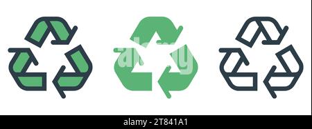 Symbolsatz für Recycling. Sammlung universeller Recycling-Symbole in flacher Ausführung. Vektorabbildung Stock Vektor