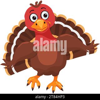 Lustiger Cartoon truthahn Vogel. Traditionelles amerikanisches, kanadisches Symbol für Happy Thanksgiving Day. Niedlicher Charakter. Vektor-Clipart. Vektorabbildung. Stock Vektor