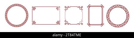 Chinesisches Rahmenvektordesign. Kreis und quadratischer Rand. Stock Vektor