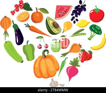 Gesundes Bio-Obst und Gemüse Stock Vektor
