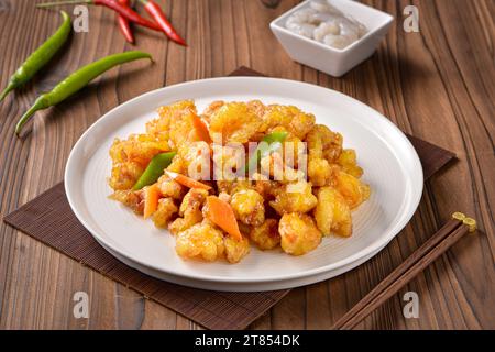 Lychee glasierte Fleischbällchen, süßes und sauren Schweinefleisch Stockfoto