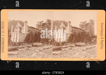 Otto von Zabuesnig Hohenschwangau und Umgebung: Schloss Neuschwanstein vor Fertigstellung 1886, vermutlich um 1882. Albuminpapier, auf der Box/Stereoformat 1882 oder früher Stockfoto