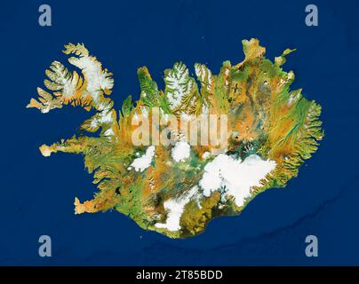 Island, island leere Karte, island Satellitenkarte Stockfoto