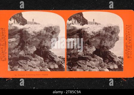 George E. Curtis Terrapin Tower (Terrapin Point), Niagara, von unten, Winter. Albuminpapier, auf der Box / Stereoformat um 1875 Stockfoto