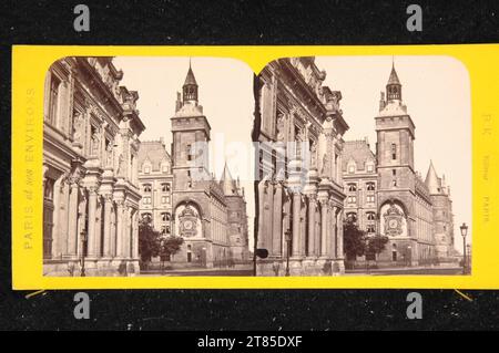 Adolphe Block Paris, Blick auf die Tour d'Horloge der Concierge, Palais de la Cité. Albuminpapier, auf der Box / Stereoformat um 1870 Stockfoto