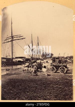 Carol (Popp de) Szathmari (Popp de) Gebühr für die Schiffe in Giurgevo/Giurgiu, Rumänien. Albuminpapier, auf der Schachtel um 1877 Stockfoto