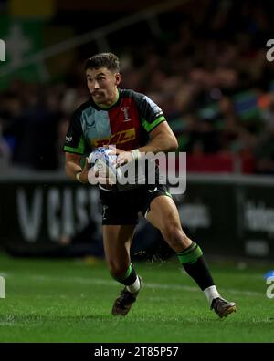 Harlequins' Nick David während des Gallagher Premiership Matches im Twickenham Stoop, London. Bilddatum: Samstag, 18. November 2023. Stockfoto