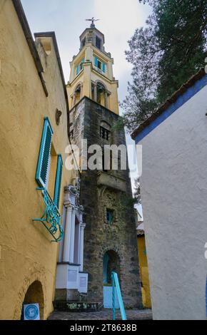 Der Glockenturm, Portmeirion, Gwynedd, Wales Stockfoto