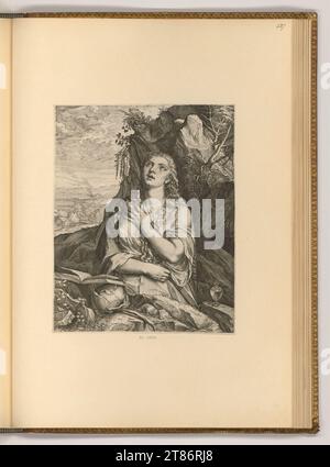 Cornelis Cort Büßende Maria Magdalena. Kupferstich 1566 , 1566 Stockfoto