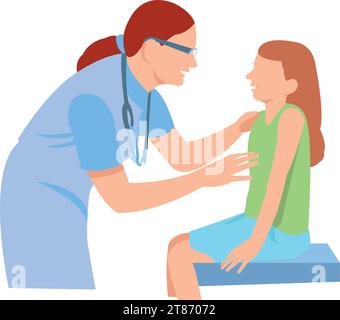 Arzt, Arzt, Arzt in weißen Peelings untersuchen ein Kind mit einem Stethoskop, hören seinem Herzschlag Kinderarzt zu, der Patient chil untersucht Stock Vektor