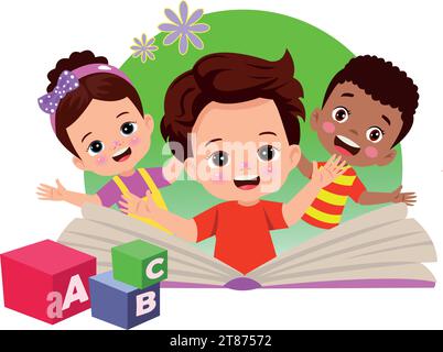 Buchstabenwürfel und süßer Junge Stock Vektor