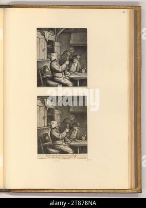 Jonas Suyderhoef (Engraver) zwei Bauern an einem Tisch. Kupferstich, Ätzung 1627-1686 , 1627/1686 Stockfoto