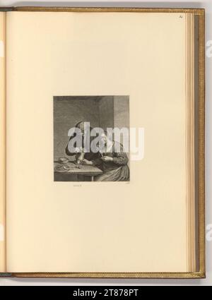 Jonas Suyderhoef (Engraver) Ein Bauernpaar an einem Tisch. Kupferstich, Ätzung 1627-1686 , 1627/1686 Stockfoto