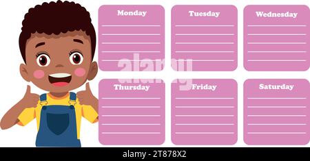 Schulfahrplan. Handgezeichnet. Fahrplan für den Unterricht. Plannotiz Ausbildung. Planer, Tabellenklasse. Untergeordnete, akademische Vorlage. Wöchentliches Organizer-Papier Stock Vektor