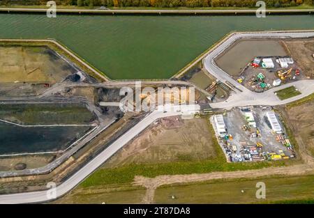 Luftbild, Detailaufnahme der Wasserstadt Aden, am Datteln-Hamm-Kanal, Baugebiet für geplante Stadtquartier auf dem Gelände der ehemaligen Zeche Haus Aden, Oberaden, Bergkamen, Ruhrgebiet, Nordrhein-Westfalen, Deutschland ACHTUNGxMINDESTHONORARx60xEURO *** Luftaufnahme, Nahaufnahme Wasserstadt Aden, am Datteln Hamm Kanal, Baufläche für geplantes Stadtquartier auf dem Gelände der ehemaligen Zeche Haus Aden, Oberaden, Bergkamen, Ruhrgebiet, Nordrhein-Westfalen, Deutschland ATTENTIONxMINDESTHONORARx60xEURO Credit: Imago/Alamy Live News Stockfoto