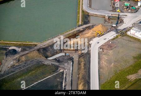 Luftbild, Detailaufnahme der Wasserstadt Aden, am Datteln-Hamm-Kanal, Baugebiet für geplante Stadtquartier auf dem Gelände der ehemaligen Zeche Haus Aden, Oberaden, Bergkamen, Ruhrgebiet, Nordrhein-Westfalen, Deutschland ACHTUNGxMINDESTHONORARx60xEURO *** Luftaufnahme, Nahaufnahme Wasserstadt Aden, am Datteln Hamm Kanal, Baufläche für geplantes Stadtquartier auf dem Gelände der ehemaligen Zeche Haus Aden, Oberaden, Bergkamen, Ruhrgebiet, Nordrhein-Westfalen, Deutschland ATTENTIONxMINDESTHONORARx60xEURO Credit: Imago/Alamy Live News Stockfoto