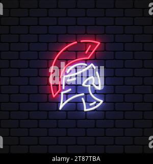 Vintage Line Art Ikone mit farbenfrohem Helm Neon auf hellem Hintergrund. Vektorabbildung Stock Vektor