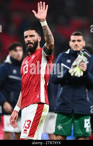 LONDON, ENGLAND - 17. November: Enrico Pepe aus Malta beim Qualifikationsspiel zur UEFA EURO 2024 zwischen England und Malta im Wembley Stadium ON Stockfoto