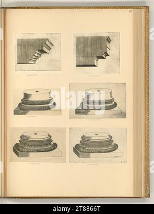 Unbestimmt (an der Entstehung Beteiligte r) Spaltenbasen und -Balken. Kupferstich 16. Jahrhundert, 16. Jahrhundert Stockfoto