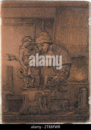 Rembrandt Harmensz. Van Rijn, der Goldschmied. Kupferplatte vor 1655 Stockfoto