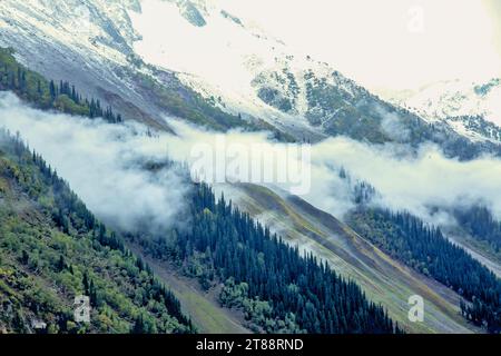 Jetzt bedeckter Berg in der Bergstation von Sonamarg in Jammu Kaschmir indien. Stockfoto