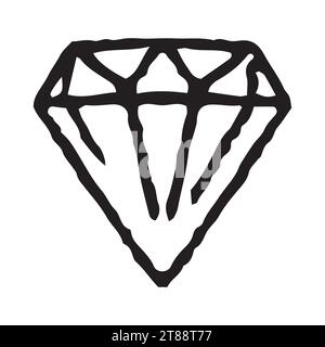 Doodle Diamant, Edelsteinvektor-Symbol auf weißem Hintergrund. Valentinstag Stock Vektor