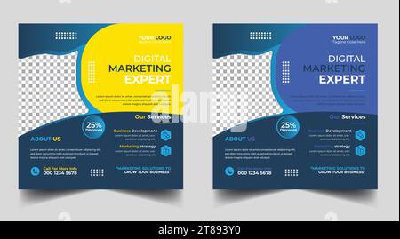 Design-Vorlage für Banner für digitales Marketing. Post-Vorlage für digitales Unternehmensmarketing in sozialen Medien. Designvorlage für Social-Media-Banner. Pos. In sozialen Medien Stock Vektor