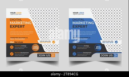 Design-Vorlage für Banner für digitales Marketing. Post-Vorlage für digitales Unternehmensmarketing in sozialen Medien. Designvorlage für Social-Media-Banner. Pos. In sozialen Medien Stock Vektor