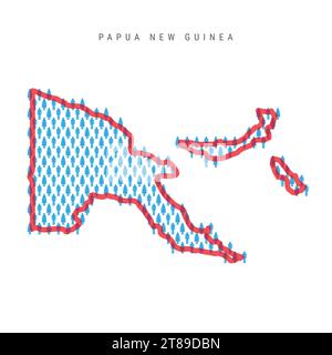 Papua-Neuguinea Bevölkerungskarte. Stabfiguren Papua-Volkskarte mit auffälliger, rot durchscheinender Ländergrenze. Muster von Ikonen für Männer und Frauen. Isolierte ve Stock Vektor