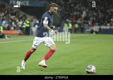 Jonathan Clauss aus Frankreich während der UEFA Euro 2024, Qualifikationsspiele, Gruppenspiel der Gruppe B zwischen Frankreich und Gibraltar am 18. November 2023 im Allianz Riviera Stadion in Nizza, Frankreich Stockfoto