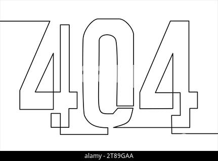 Design 404-Fehler. Illustration des Vektorkonzepts für Seite 404-durchgehende Linienzeichnung Stock Vektor