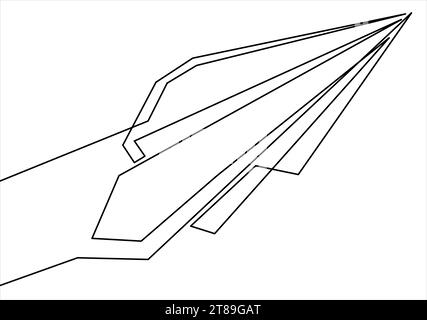 Kontinuierliche eine Zeichnung von isolierten Objekt Vector Papierflieger fliegen Stock Vektor
