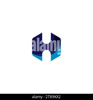 H Sechskant-Logo mit blauer Kombinationsfarbe Stock Vektor