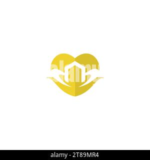 Love Home Care Logo Einfach. Love Hand Logo Stock Vektor