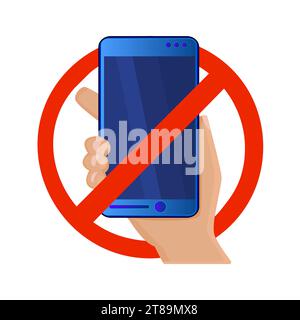 Schild „Telefon verboten“. Kein Telefon, kein Smartphone-Symbol. Zone für stillen Anruf markieren. Handtelefon im stillen Modus.Warnschild für die Verwendung des Smartphones.Symbol für das Verbot des Smartphones Stock Vektor