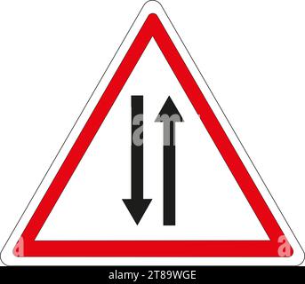 Französisches Straßenschild: Zweiwege-Verkehr Stockfoto